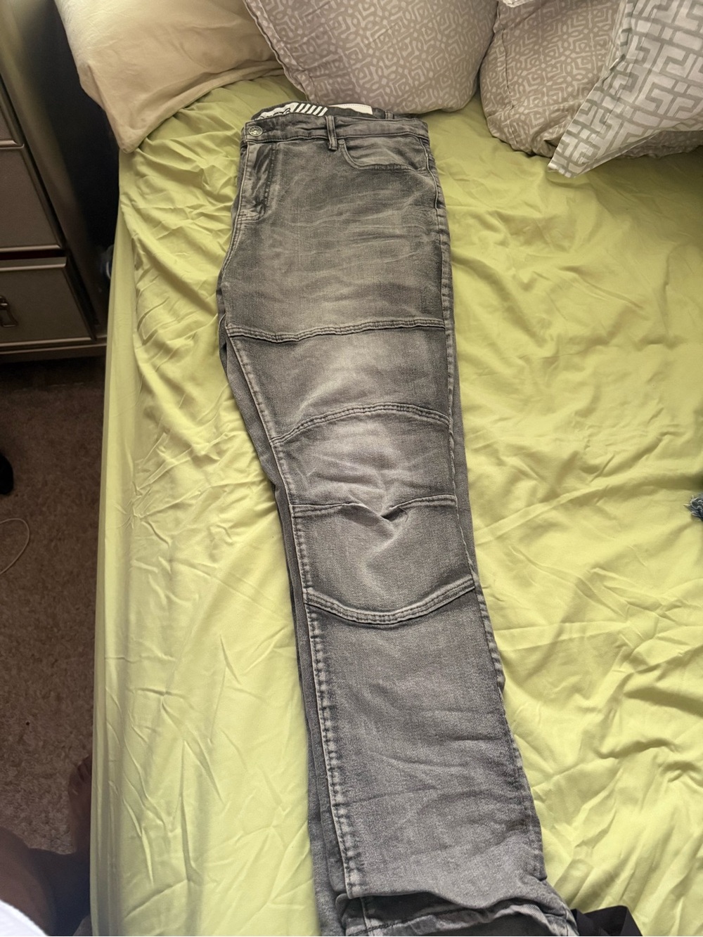 Men’s Grey Straight Jeans with Washed Panel Detailing